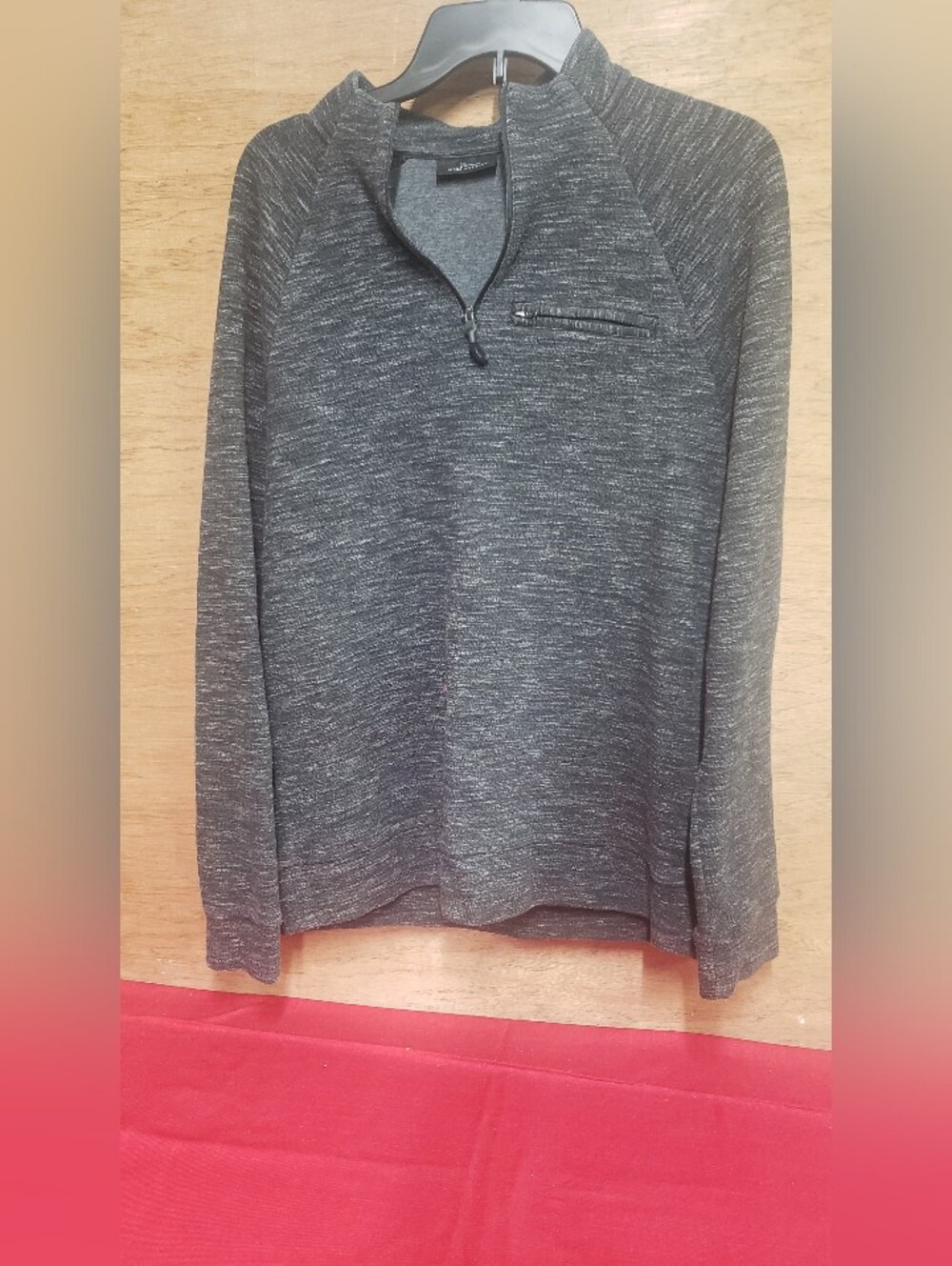 The Marc Anthony Men's Heather Gray Slim Fit Quarter Zip Pullover in medium size
